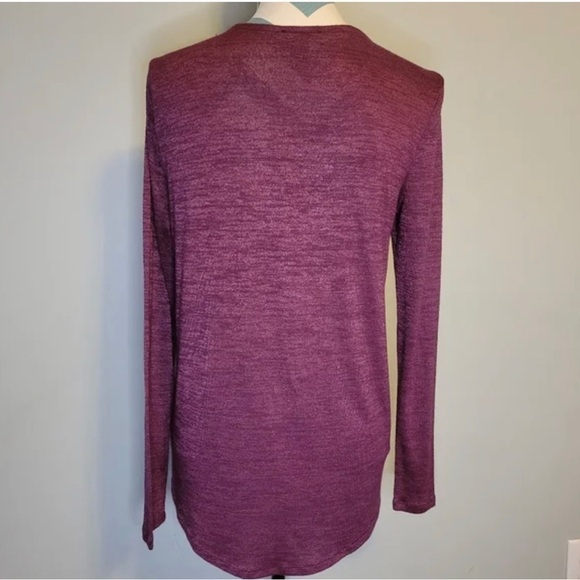 GAP Ruby Wine Long Sleeve Surplice Cross Knit Top - Picture 6 of 9